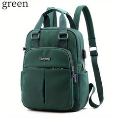 Preppy Style Nylon Laptop Backpack with USB Charging Port
