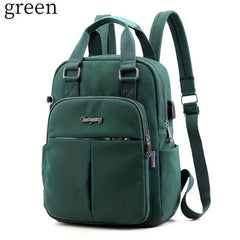 Preppy Style Nylon Laptop Backpack with USB Charging Port