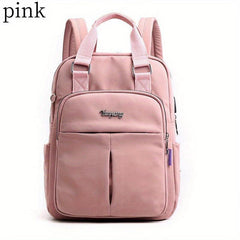 Preppy Style Nylon Laptop Backpack with USB Charging Port