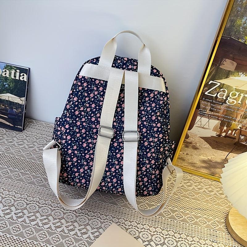 Floral Pattern Nylon Backpack Lightweight Travel Daypack