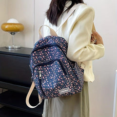 Floral Pattern Nylon Backpack Lightweight Travel Daypack