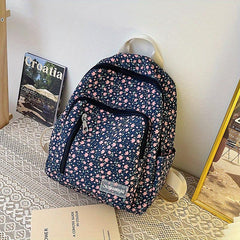 Floral Pattern Nylon Backpack Lightweight Travel Daypack