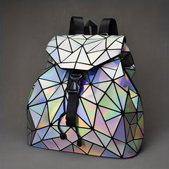 Geometric Luminous Backpack Holographic Reflective Bag