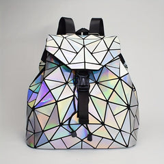 Geometric Luminous Backpack Holographic Reflective Bag