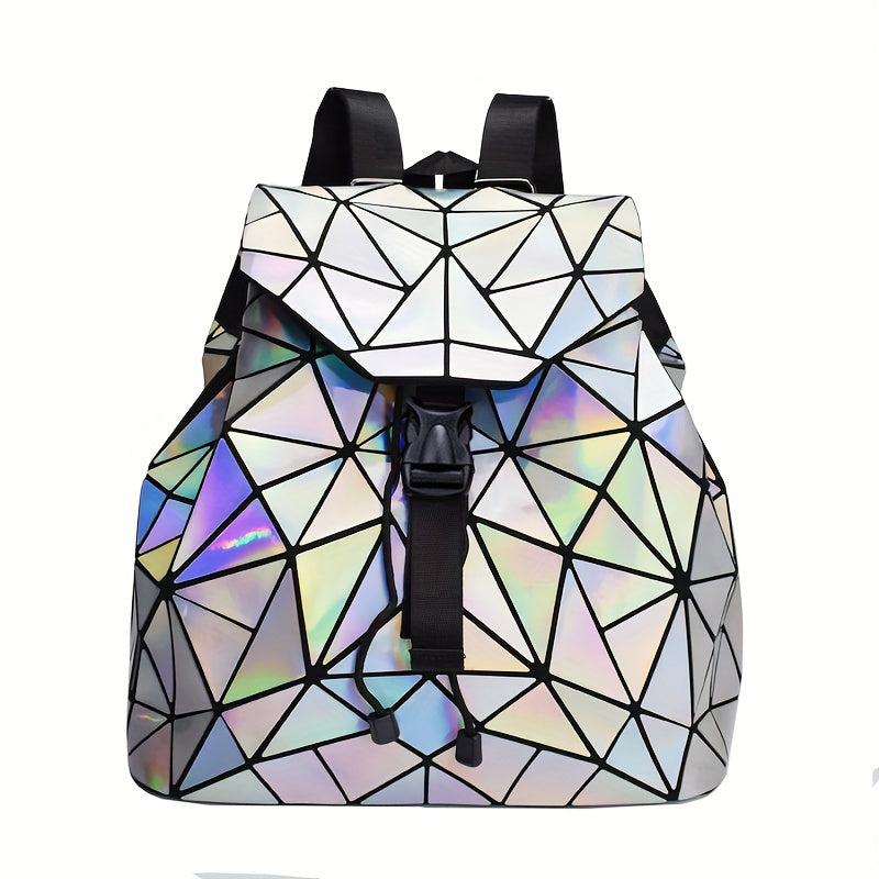 Geometric Luminous Backpack Holographic Reflective Bag