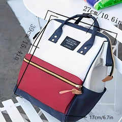 Canvas Tote Backpack Large Capacity Preppy Style Schoolbag