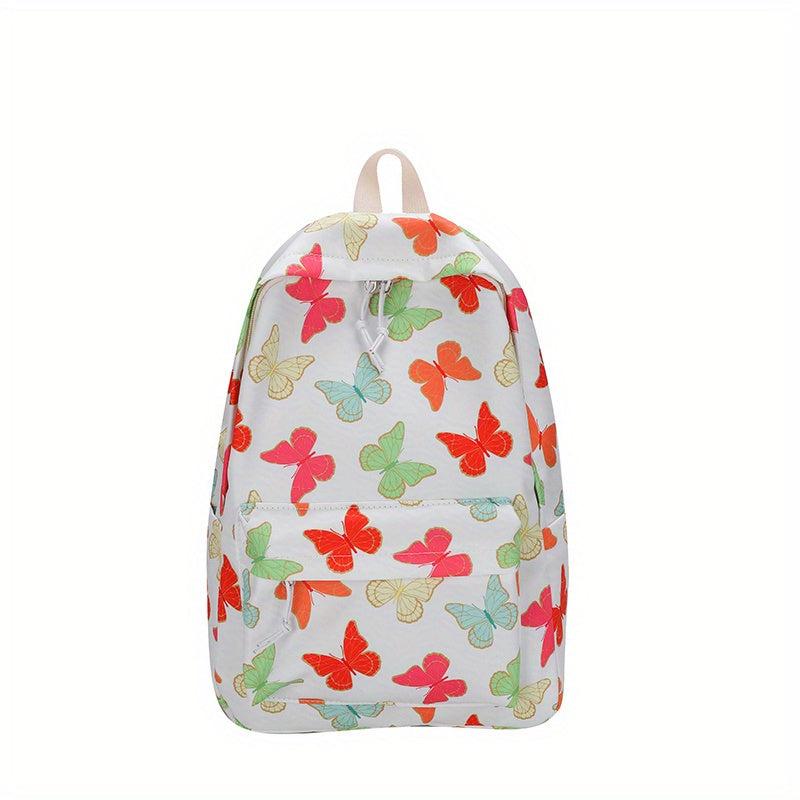 Butterfly Print Backpack Large Capacity Preppy Back To School Daypack