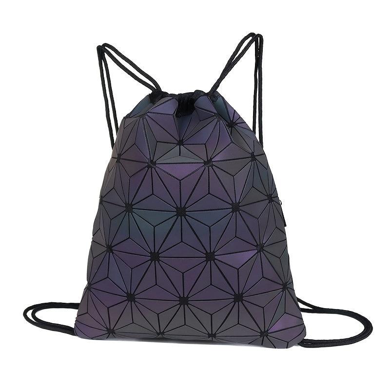 Geometric Pattern Drawstring Backpack Luminous Beach Bag