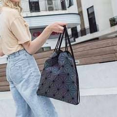 Geometric Pattern Drawstring Backpack Luminous Beach Bag