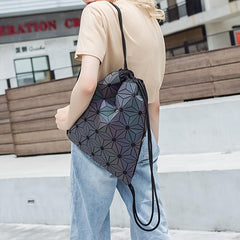 Geometric Pattern Drawstring Backpack Luminous Beach Bag