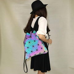 Geometric Pattern Drawstring Backpack Luminous Beach Bag