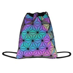Geometric Pattern Drawstring Backpack Luminous Beach Bag