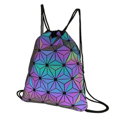 Geometric Pattern Drawstring Backpack Luminous Beach Bag