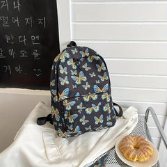 Butterfly Print Laptop Backpack Preppy Style Schoolbag