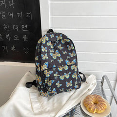 Butterfly Print Laptop Backpack Preppy Style Schoolbag