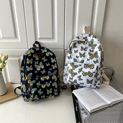 Butterfly Print Laptop Backpack Preppy Style Schoolbag