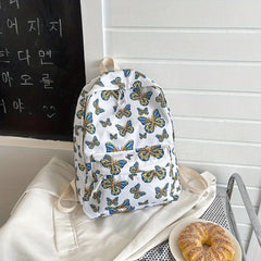 Butterfly Print Laptop Backpack Preppy Style Schoolbag