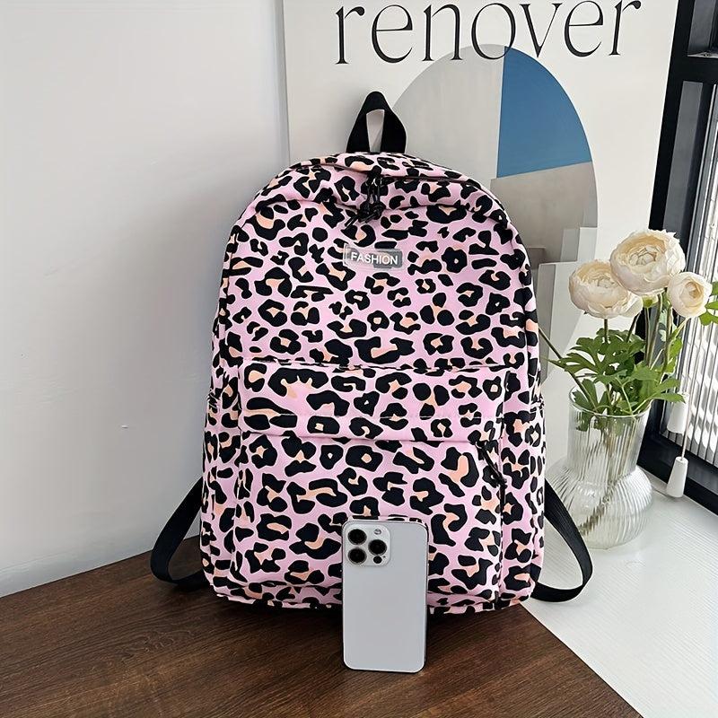 Leopard Print Laptop Backpack Large Capacity Daypac...