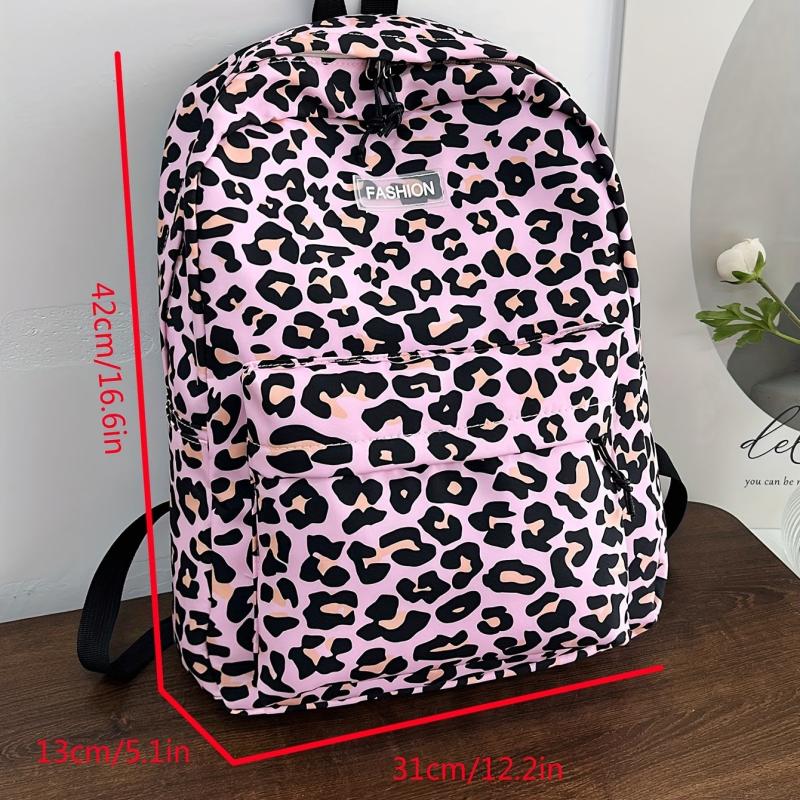 Leopard Print Laptop Backpack Large Capacity Daypac...