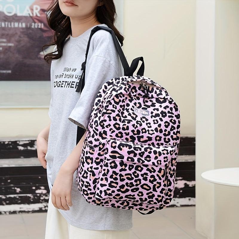 Leopard Print Laptop Backpack Large Capacity Daypac...