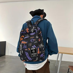 Street Sports Graffiti Pattern Backpack Large Capacity Travel Schoolbag