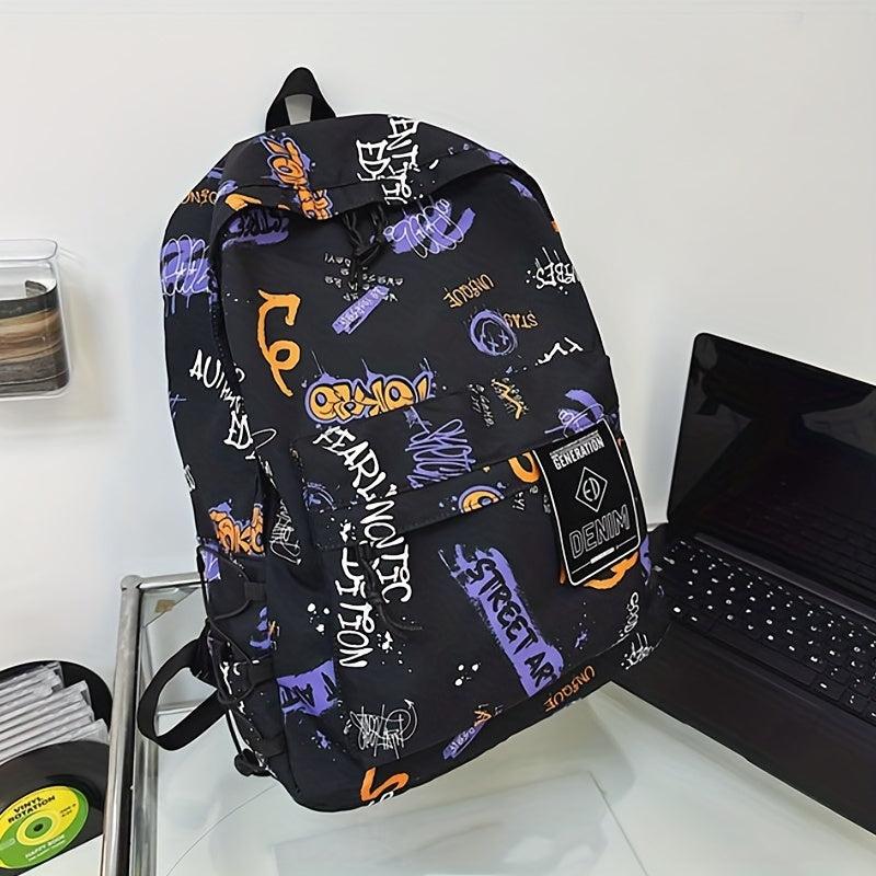 Street Sports Graffiti Pattern Backpack Large Capacity Travel Schoolbag