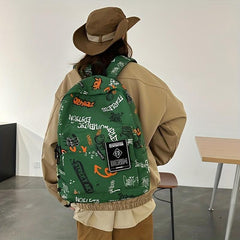 Street Sports Graffiti Pattern Backpack Large Capacity Travel Schoolbag