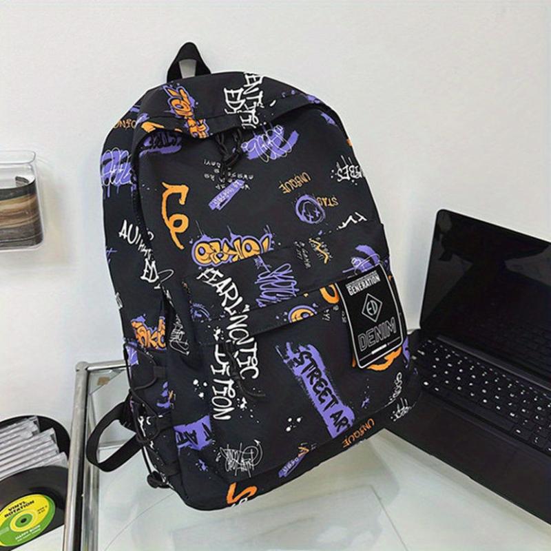 Street Sports Graffiti Pattern Backpack Large Capacity Travel Schoolbag