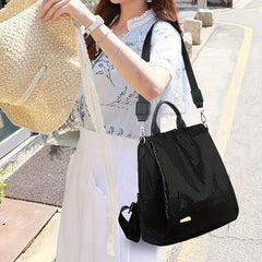 Sequins Decor Backpack Solid Zipper Storage Bag Travel Rucksack