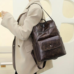 Vintage Anti-theft PU Leather Backpack Purse - Women's Handbag