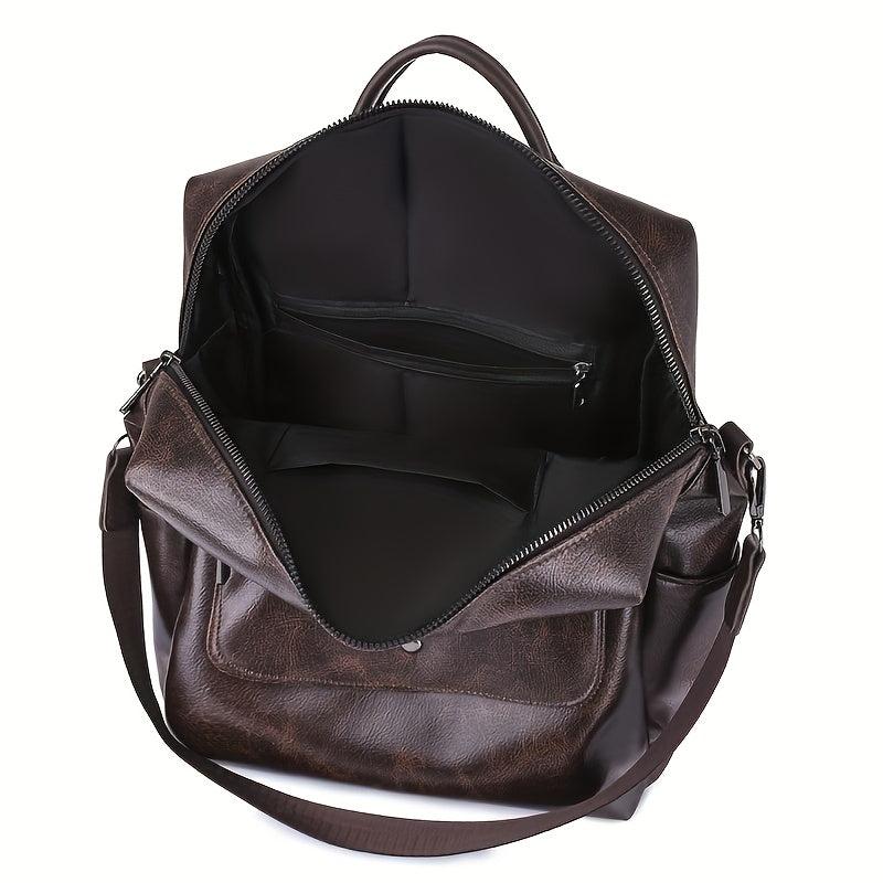 Vintage Anti-theft PU Leather Backpack Purse - Women's Handbag