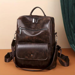Vintage Anti-theft PU Leather Backpack Purse - Women's Handbag