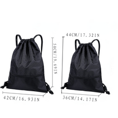 Nylon Waterproof Drawstring Bag Lightweight Zipper Front Outdoor Fitness