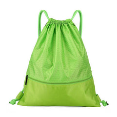 Nylon Waterproof Drawstring Bag Lightweight Zipper Front Outdoor Fitness