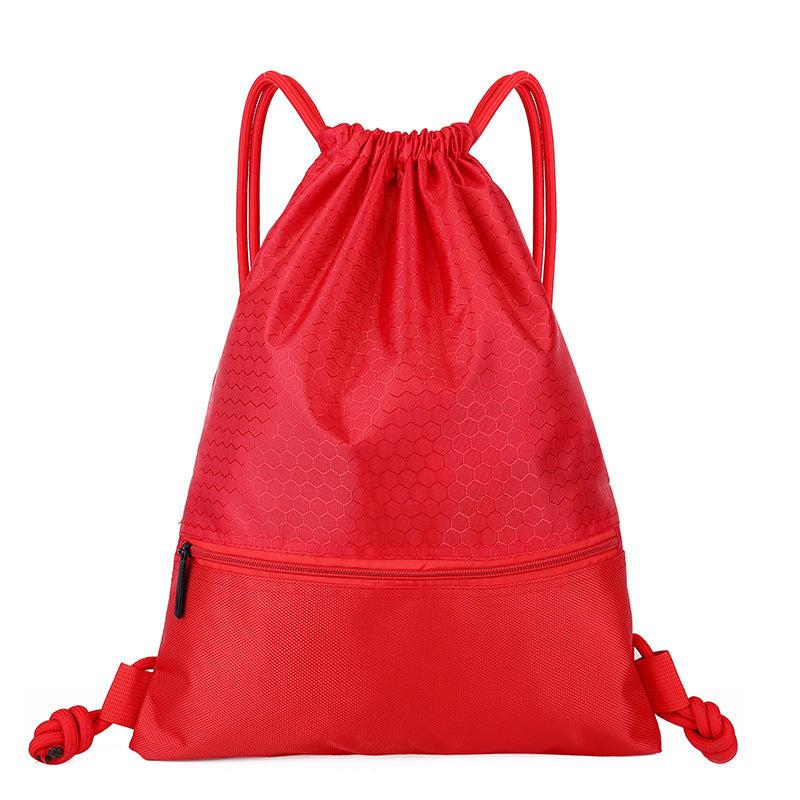 Nylon Waterproof Drawstring Bag Lightweight Zipper Front Outdoor Fitness