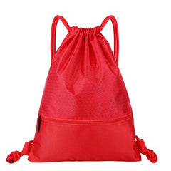 Nylon Waterproof Drawstring Bag Lightweight Zipper Front Outdoor Fitness