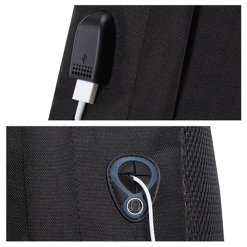 Minimalist Casual Zipper Backpack with USB Port