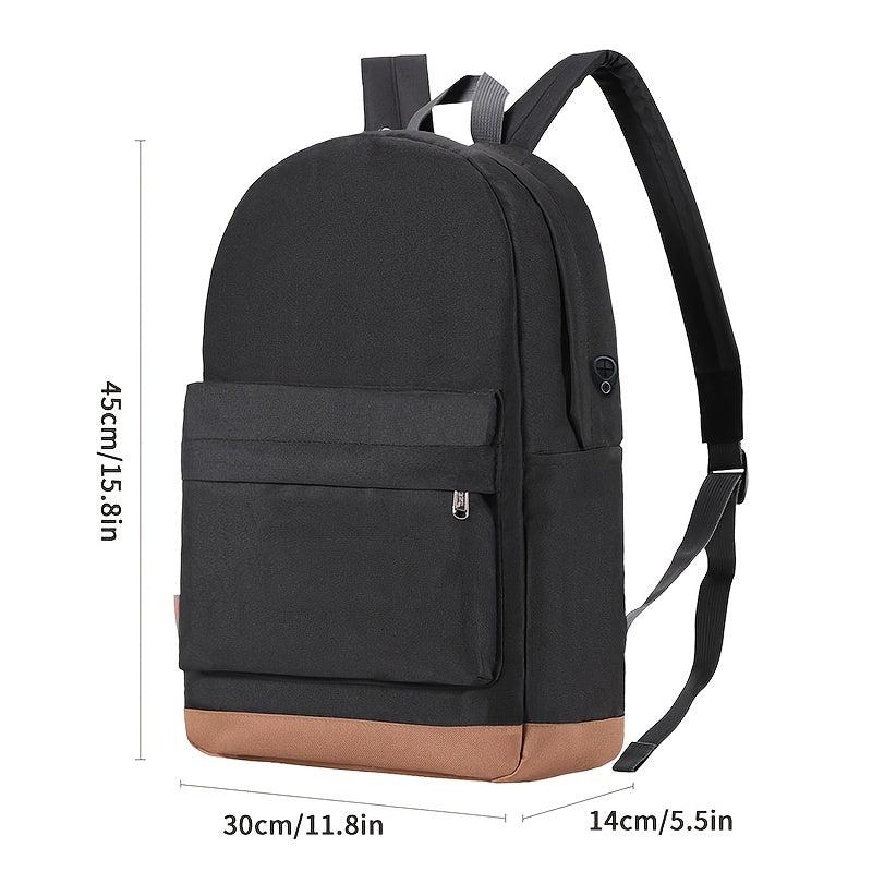 Minimalist Casual Zipper Backpack with USB Port