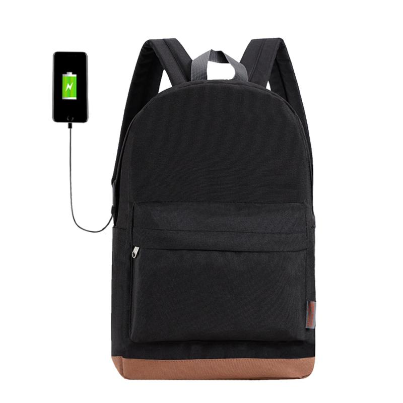 Minimalist Casual Zipper Backpack with USB Port
