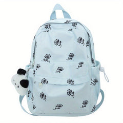Floral Pattern Backpack Preppy Style Schoolbag Casual Nylon Travel Rucksack