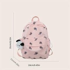 Floral Pattern Backpack Preppy Style Schoolbag Casual Nylon Travel Rucksack