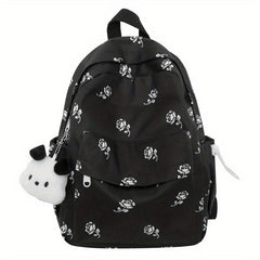 Floral Pattern Backpack Preppy Style Schoolbag Casual Nylon Travel Rucksack