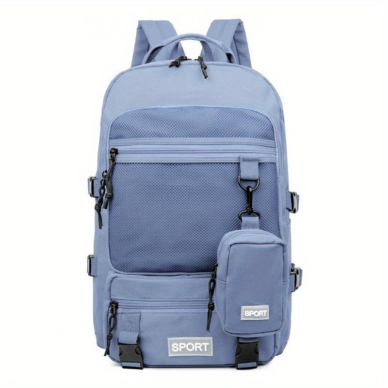 Preppy Style Laptop Backpack Mesh Pocket Rucksack with Coin Purse