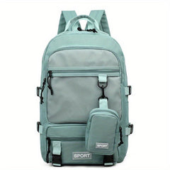 Preppy Style Laptop Backpack Mesh Pocket Rucksack with Coin Purse
