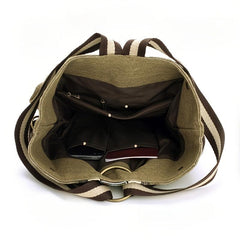 Embroidered Canvas Backpack Women's Niche Bucket Bag