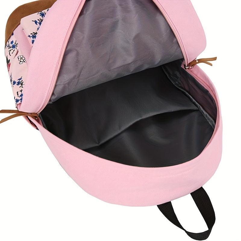Vintage Flower Pattern Bag Set Backpack Handbag Purse Classic Travel