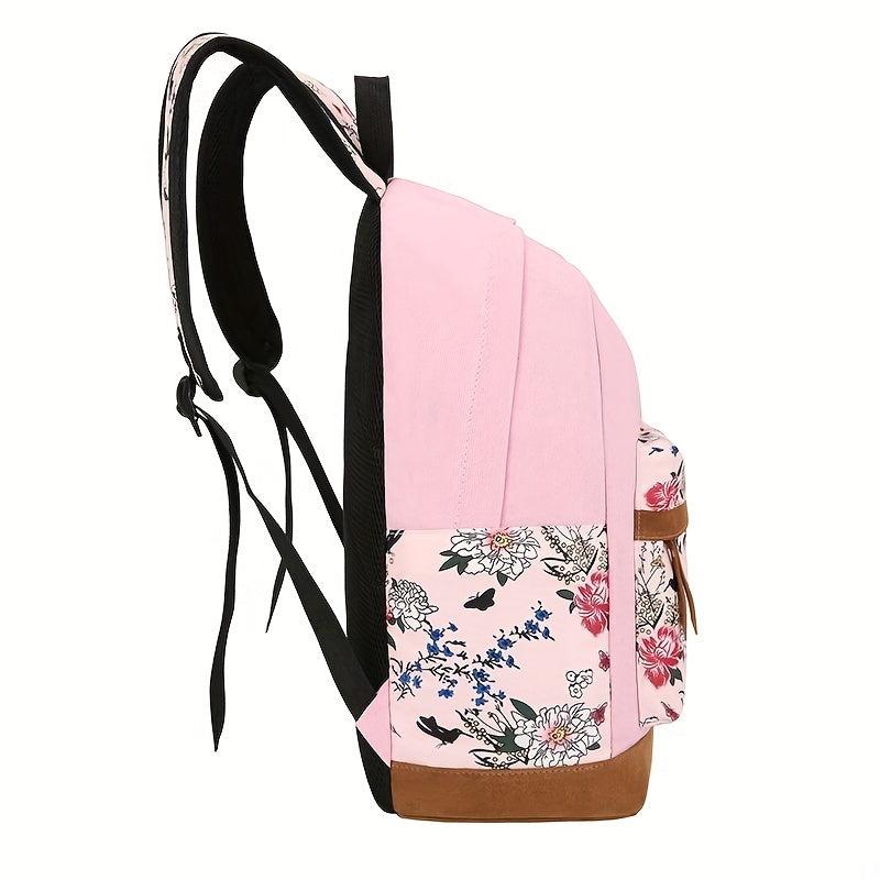 Vintage Flower Pattern Bag Set Backpack Handbag Purse Classic Travel
