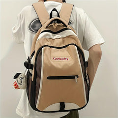 Large Capacity Colorblock Backpack Preppy School Bag All Match Daypack