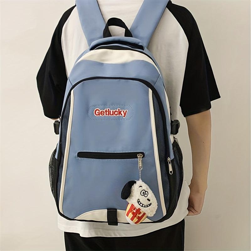 Large Capacity Colorblock Backpack Preppy School Bag All Match Daypack