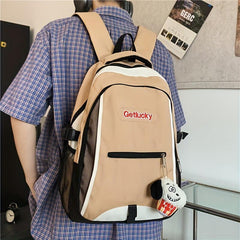 Large Capacity Colorblock Backpack Preppy School Bag All Match Daypack
